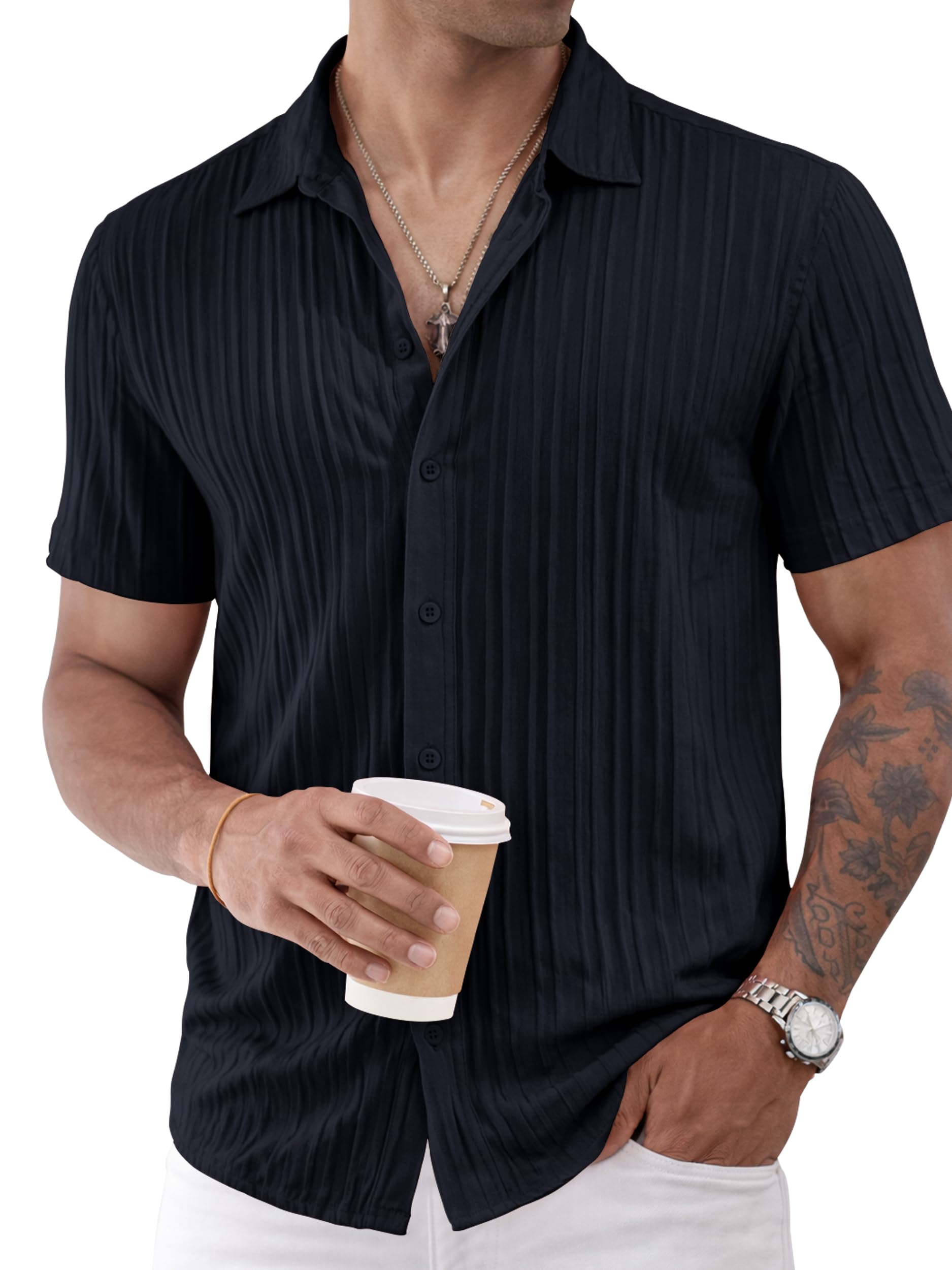 noble monk Men's Polyester Regular Fit Solid Casual Shirt |Half Sleeve | |Stylish Shirt-picture-19