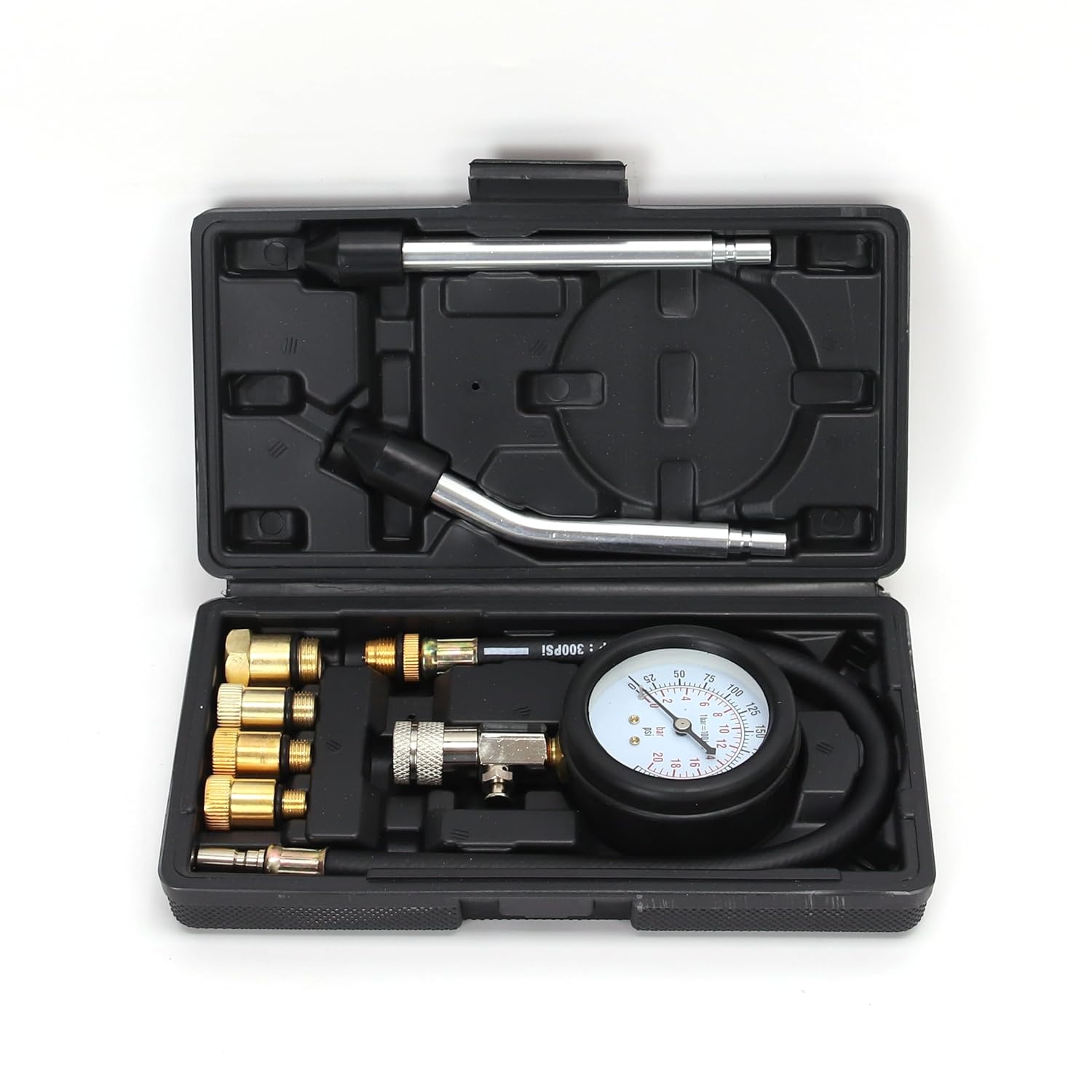 TU-21Cylinder Leak Down Tester Kit, Automotive Engine Compression Leakage Test Kit for Cars Trucks Motorcycles (Black)