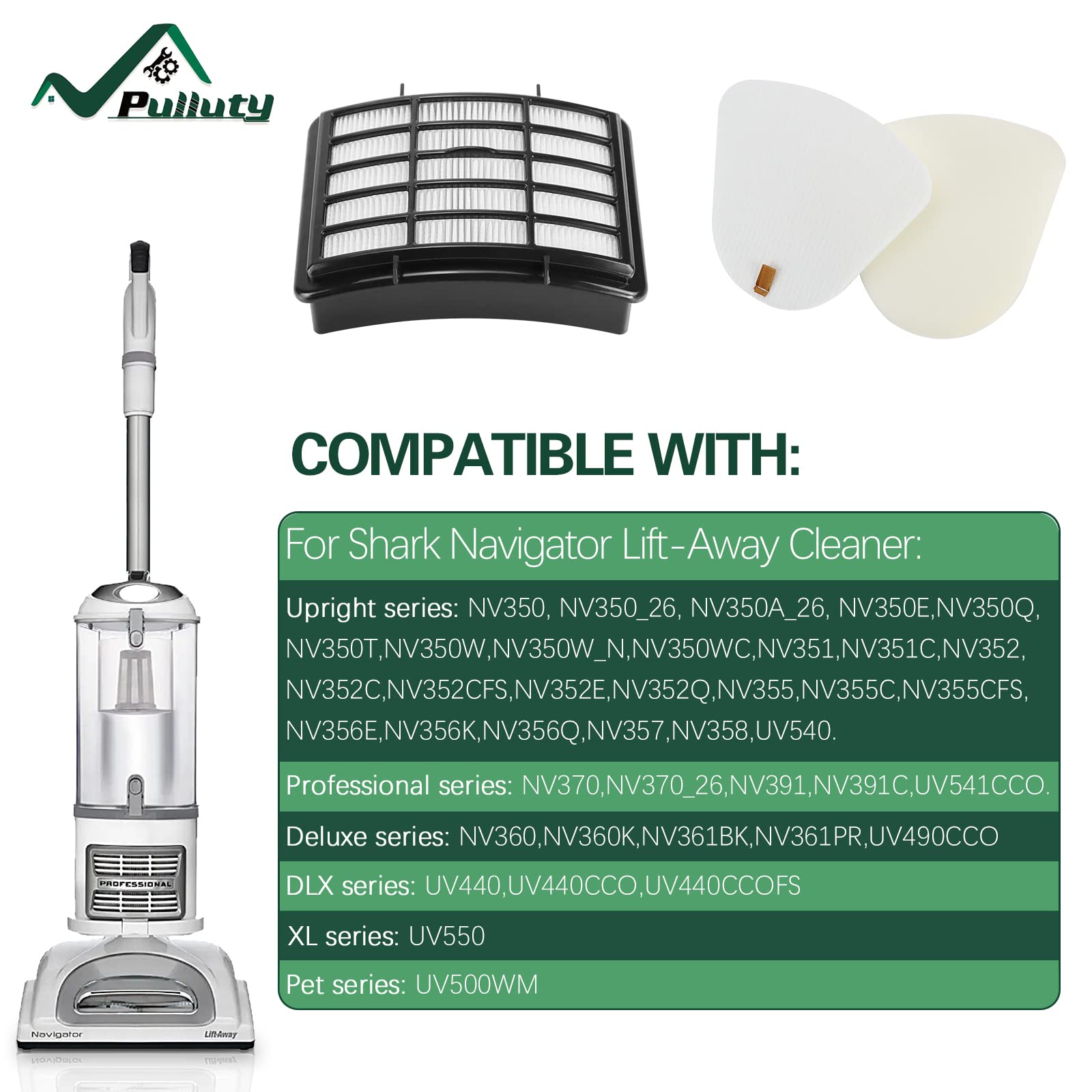 4 Foam + 2 Hepa Filter Replacement for Shark Nv360 Nv352 Nv356e Uv540 Navigator Lift-Away Deluxe Vacuum Part Xff350 Xhf350