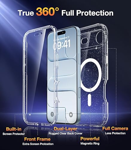 Miniatura 873 de Diaclara - Funda diseñada para iPhone 14 Pro Max, resistente, de cuerpo completo, con protector de pantalla sensible al tacto y antiarañazos + Blanco