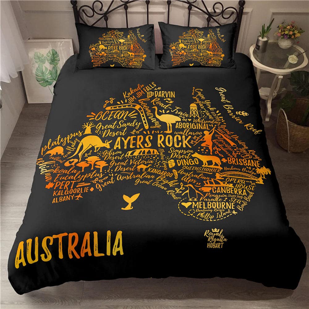 Känguru-Bettwäsche 135x200 Cm – Australien-Wendebezug, 110 Gsm Mikrofaser, 2-teiliges Set Inkl. Kissenbezug 80x80 Cm