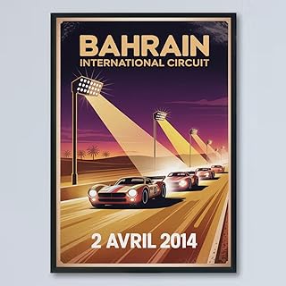 Vintage F1 Racing Poster–Bahrain International Circuit 2 Avril 2014 Circuit Motorsport Wall Art–Retro Formula 1 Race Car Print, Unique Gift for Fans, Office, Living Room, Home & Garage Décor R4rDw4