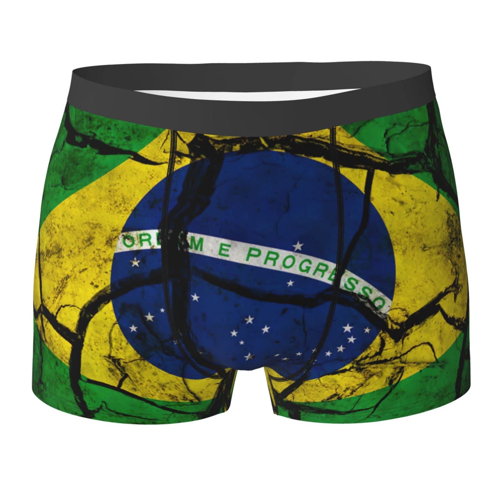 Aooedm Men's As Pic Brazil Brazilian Flag Underwear Breathable Boxer Briefs Soft Shorts Comfortable Printed Underwear