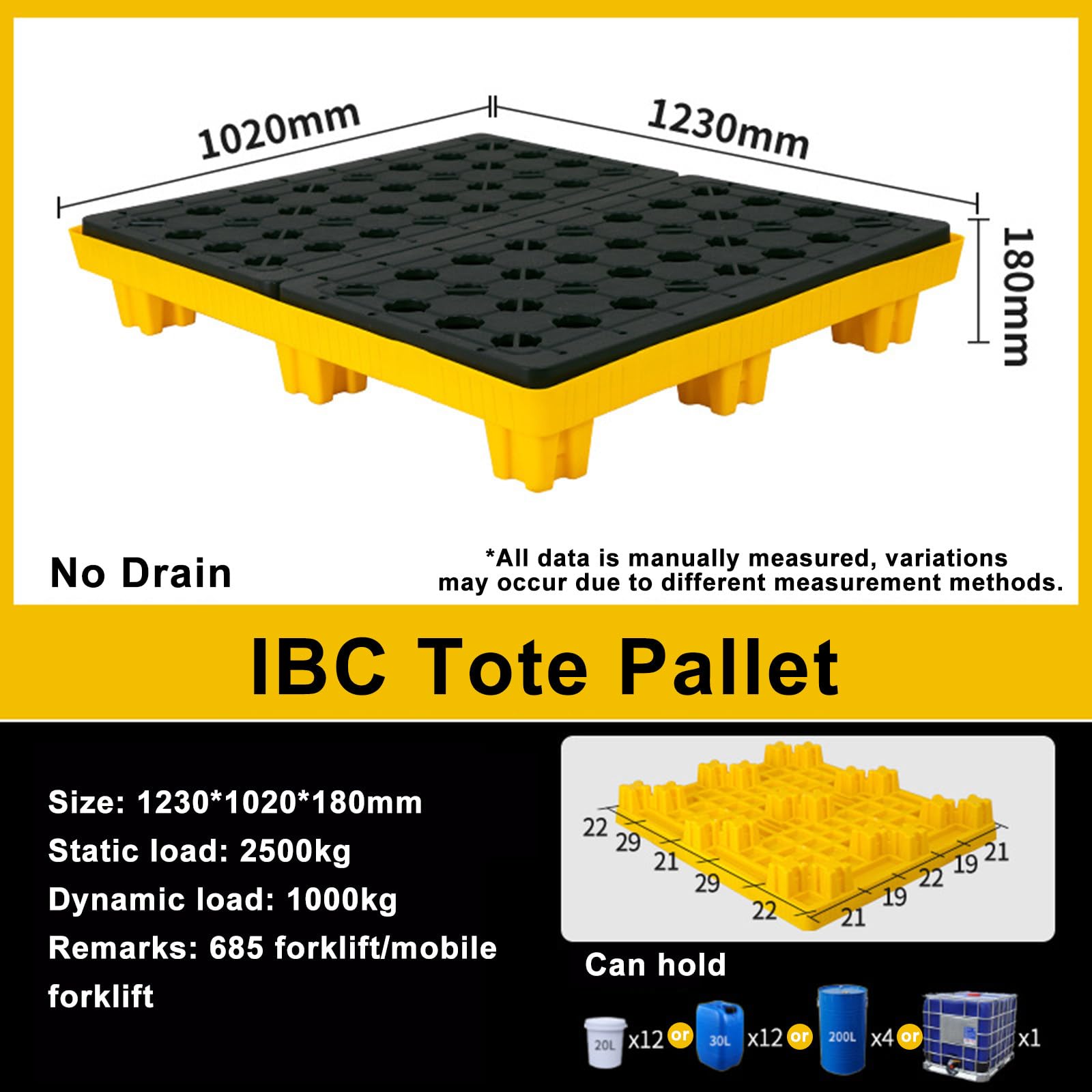 Genérico Plataforma Modular para Fugas/Almohadillas de Rejilla. Plataforma de contención de derrames antifugas con desagüe extraíble, Esencial para la Seguridad Industrial, la Limpieza de Materiales