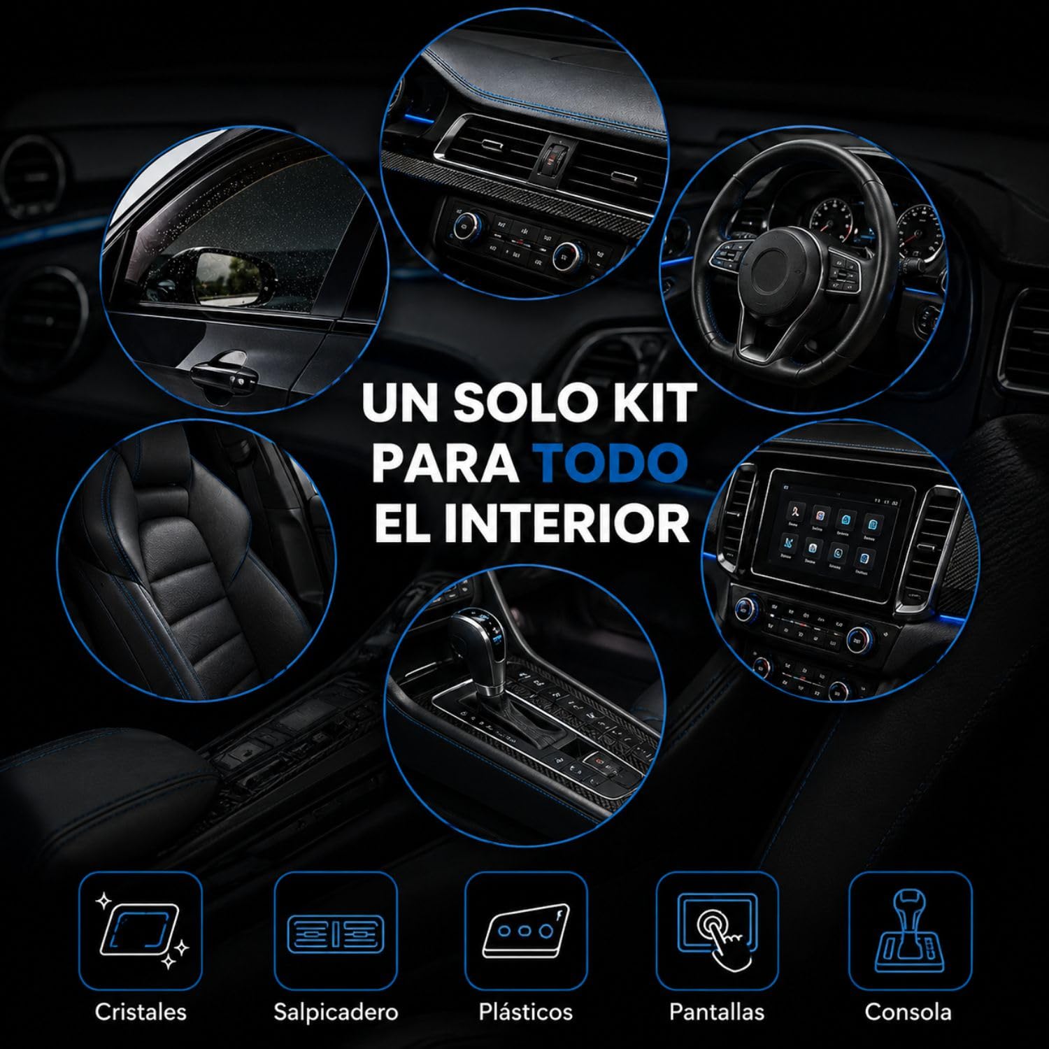 B&C Detailing Pack Interior Premium para Coche, Kit de Limpieza con 11 Piezas, APC, Salpicaderos y Microfibras