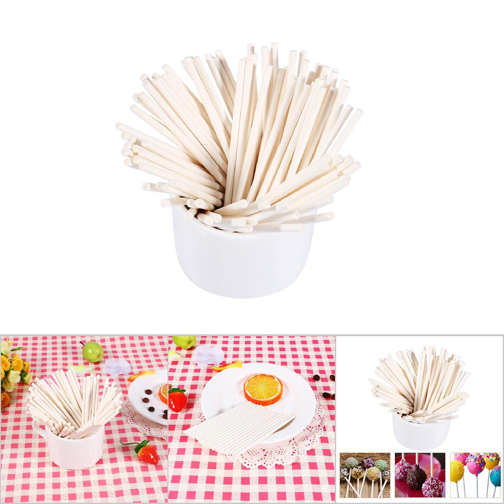 Prebarfun 100 Pièces Batonnet Pop Cake, Baton Sucette, Réutilisables Bâtonnets De Bonbons Pour Faire Des Bonbons Cupcakes Gâteaux Desserts