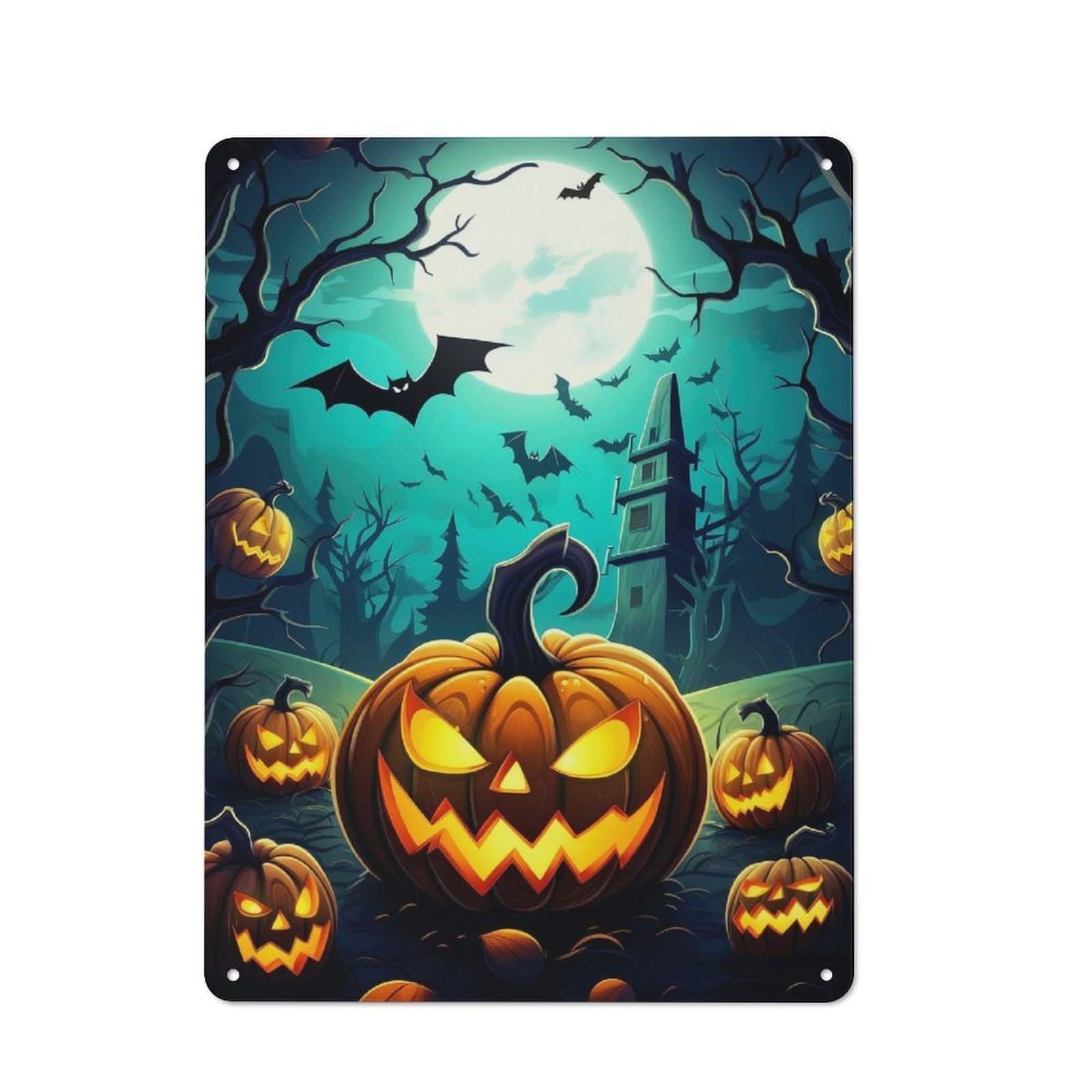 Junmoney Nightmare Spooky Pumpkins Vintage Metal Sign 40X30cm, Bistro Style Shop Wall Decor For Cafe, Bistro, Bakery Or Restaurant