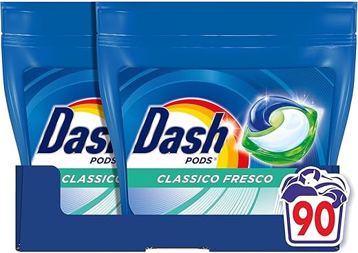 Dash Pods Capsule Washing Detergent, 90 Washes (45 x 2), Classic Fresh, Removes Stains, Effective Cold Even In Short Cycles