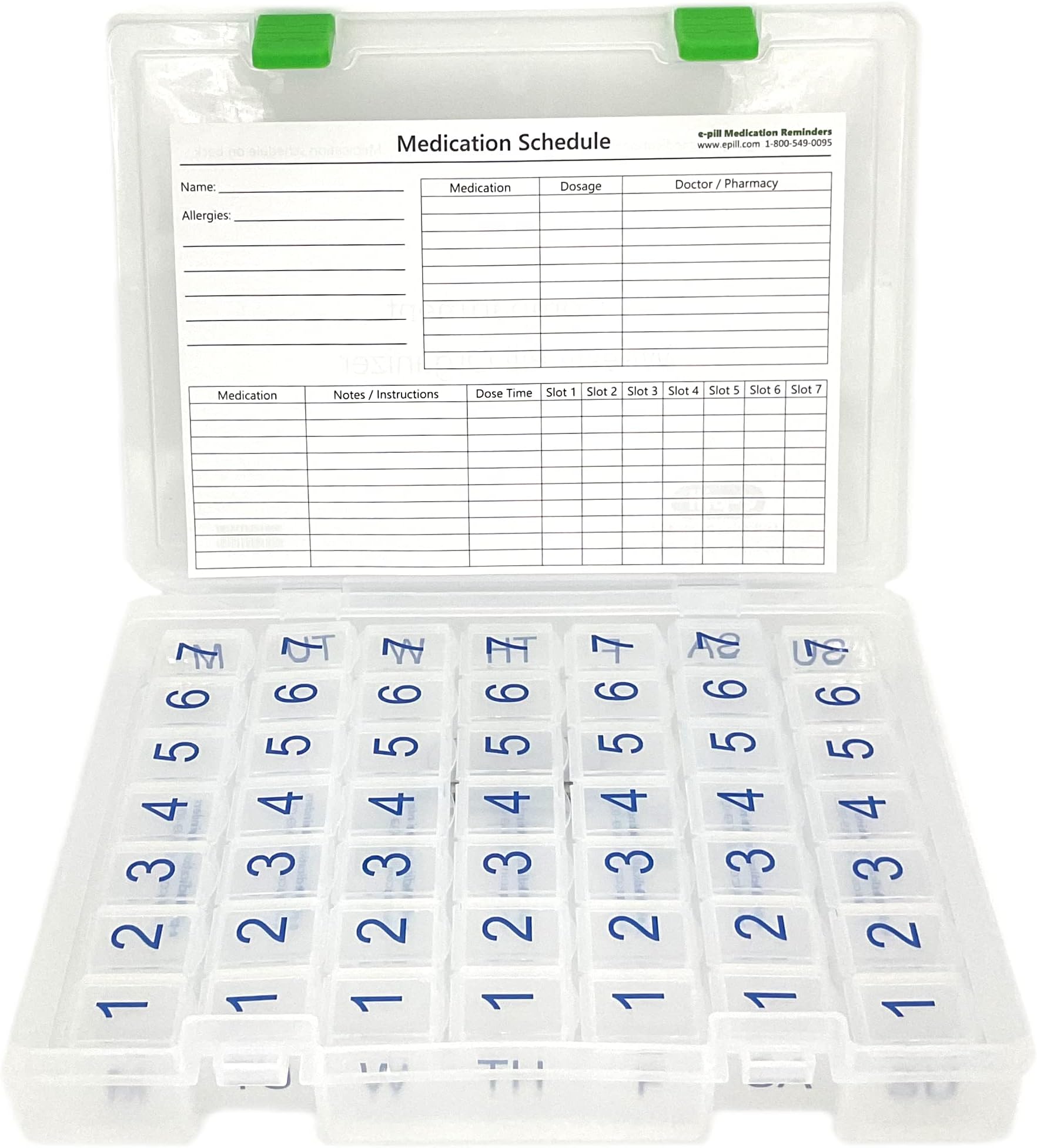 e-Pill 7 Times a Day x 7 Day Clear Weekly Pill Organizer, Vitamin, and Medicine Pillbox with Clear Case