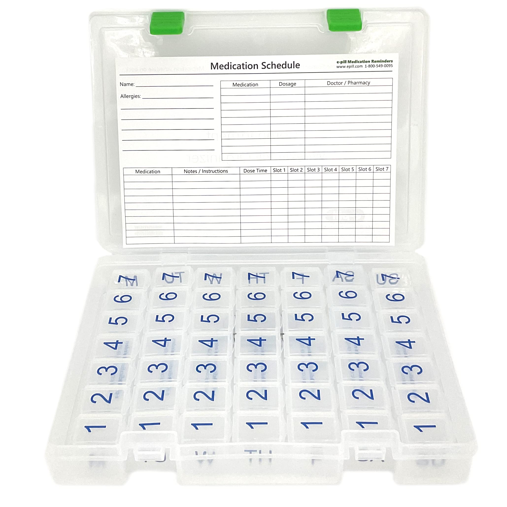 e-Pill 7 Times a Day x 7 Day Clear Weekly Pill Organizer, Vitamin, and Medicine Pillbox with Clear Case