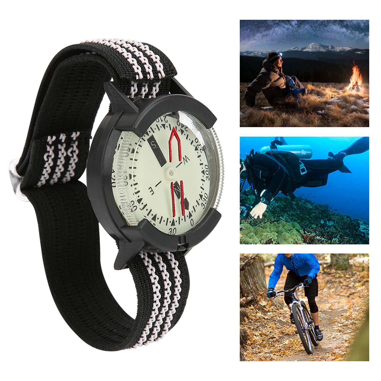 QANYEGN Compass Watch, Micro Orientee Wrist Compass, NO Slip Wrist Compass for Watch Band or Paracord Survival Bracelet