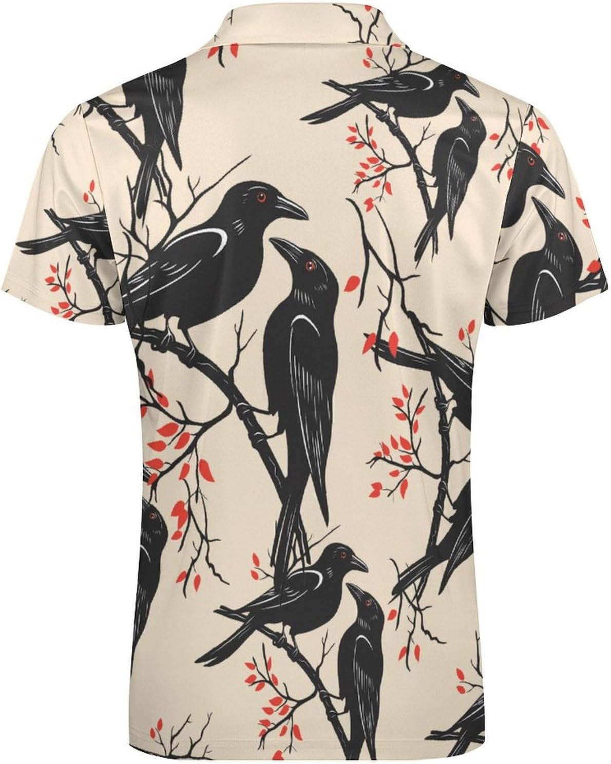 Funny Crow Flock Bird Polo Shirts for Men Dress Shirts Short Sleeve Golf Shirt Casual T-Shirts Top