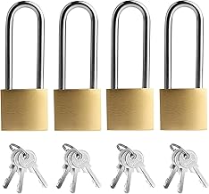4 x 32mm Long Weatherproof Padlocks Large Key Padlocks with Same Key Security Padlock for Garage Garden Basement Padlocks