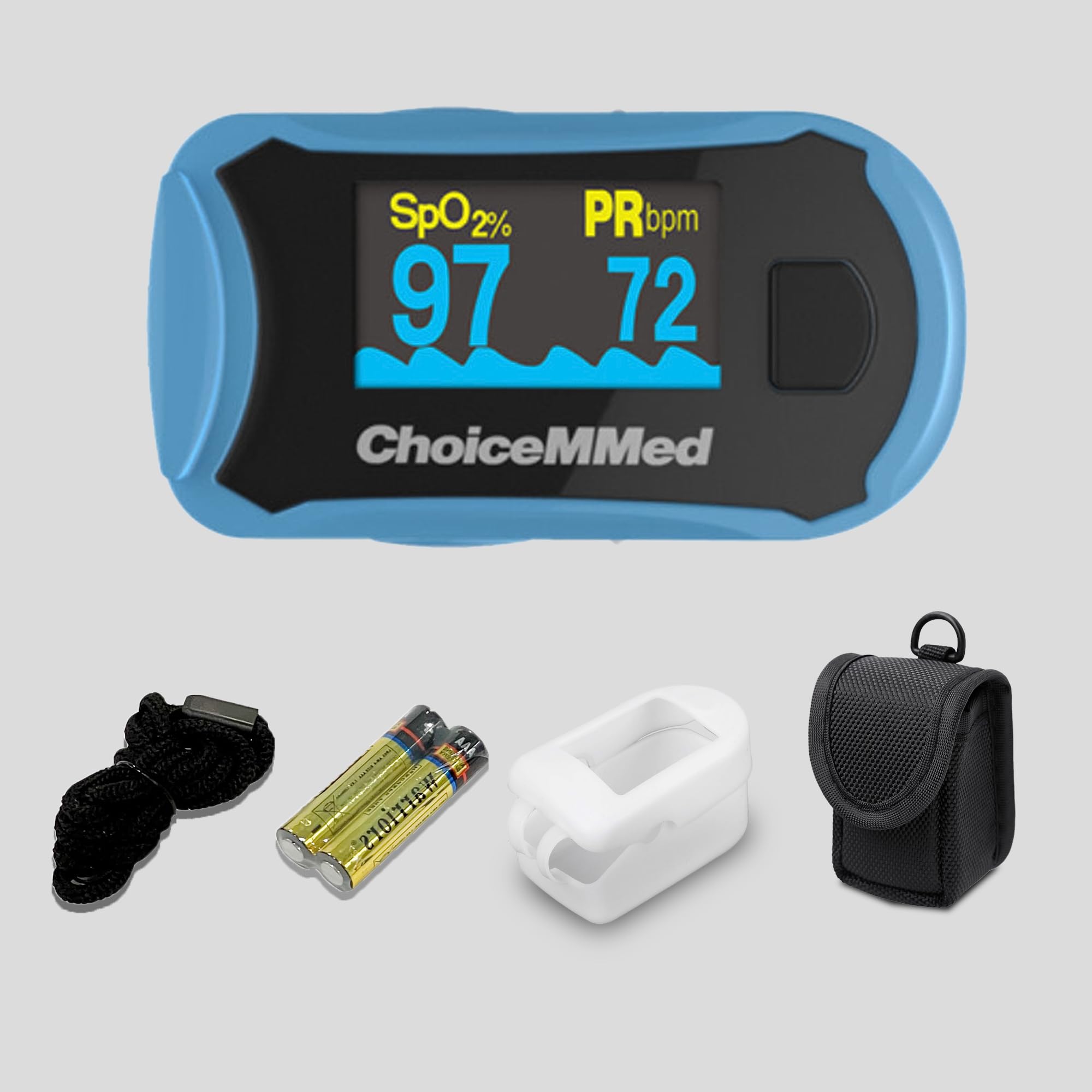ChoiceMMed FingerTip Pulse Oximeter (MD300C29) | OxyWatch Portable | Non-Invasive Oximeter | Pulse Rate | Oxygen Saturation | High Accuracy - Pack of 1 (Blue)