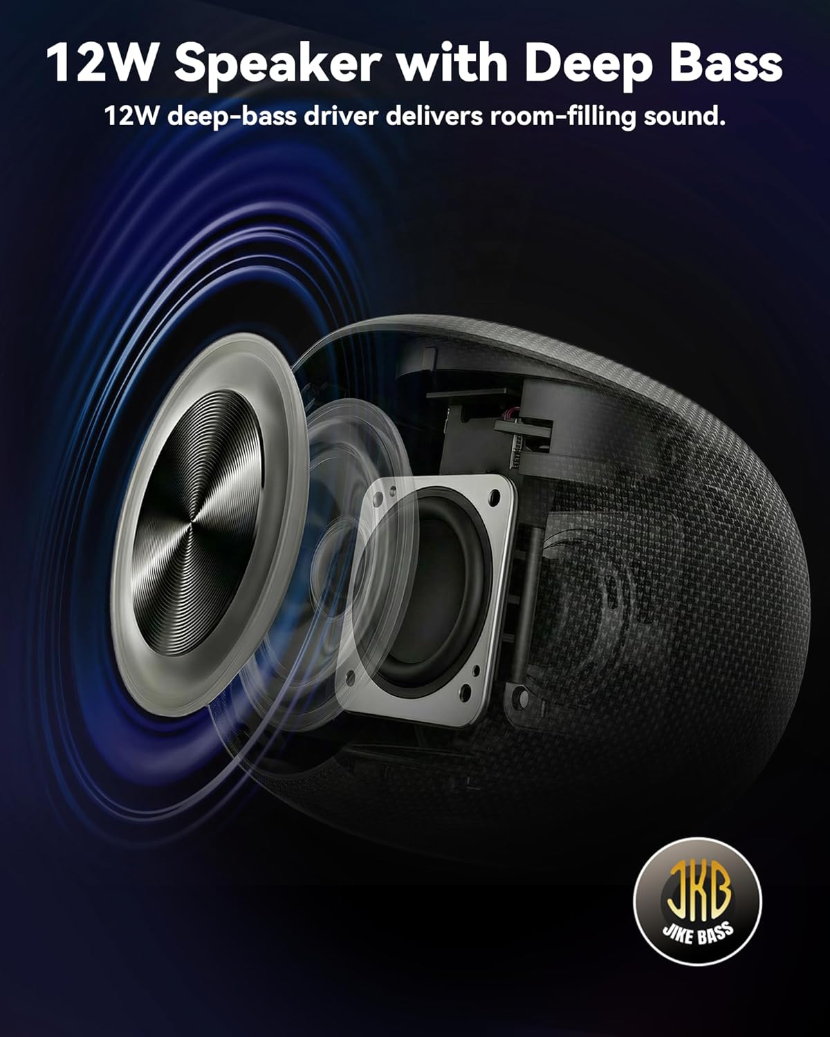 BassBloom Room 3 Portable Bluetooth Speaker – IPX6 Waterproof, TWS Pairing, 12W Powerful Stereo Sound with RGB Lights, Bluetooth 5.4, All-Day Playtime, for Use on Any Surface at Home
