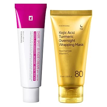 TOSOWOONG Ultimate Dark Spot Care Routine - 80% Turmeric Peel Off Mask with Vitamin C & 35% Active Fade Cream with Arbutin - For Even Skin Tone & Luminous Clarity
