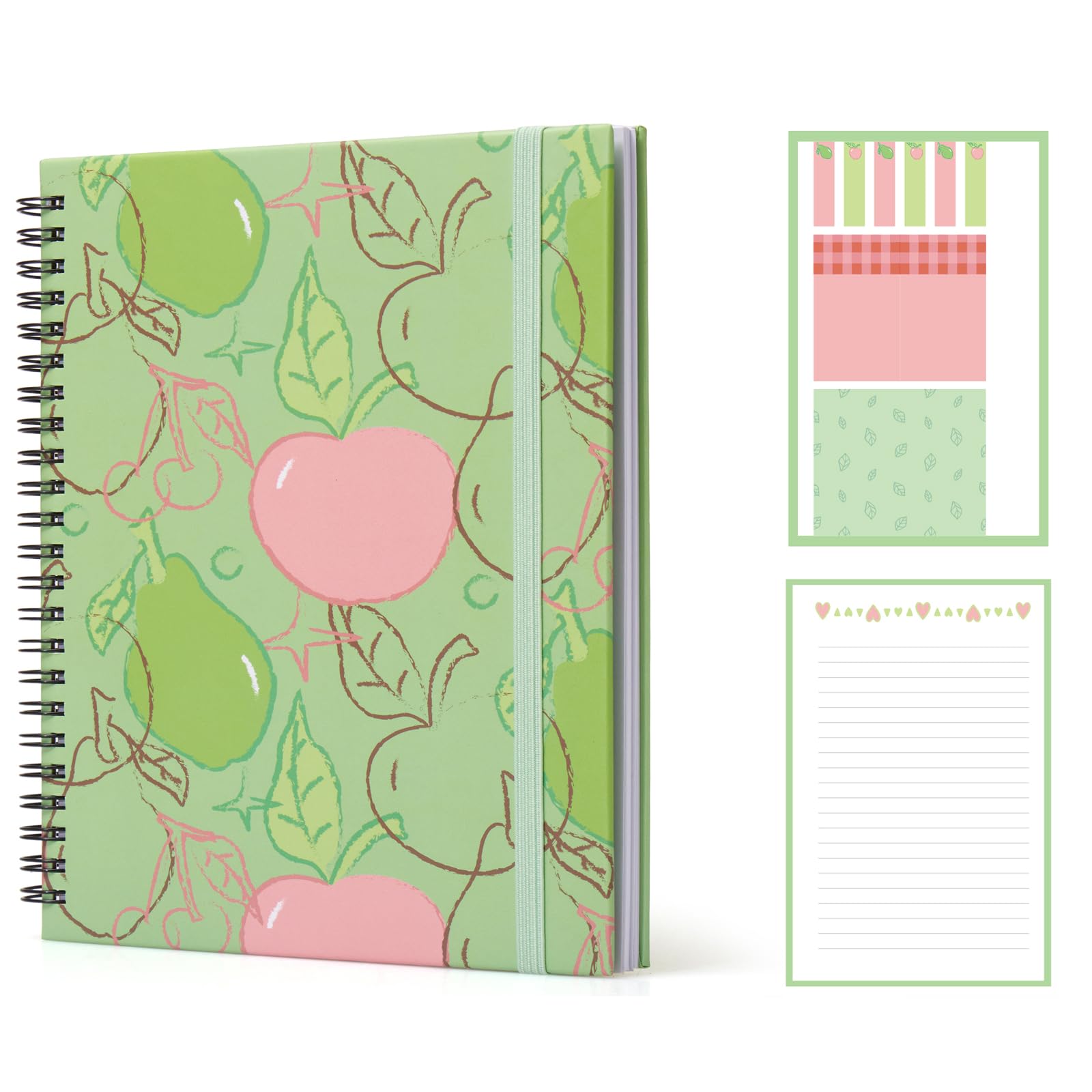 KIFZM Sticky Notebook Set,9 Decorated Sticky Notes in Different Sizes,Cute Notebook for Christmas Gifts,Teacher Appreciation Gift and Stationery Set Gifts Under 8 Pounds (A5-Meadow)