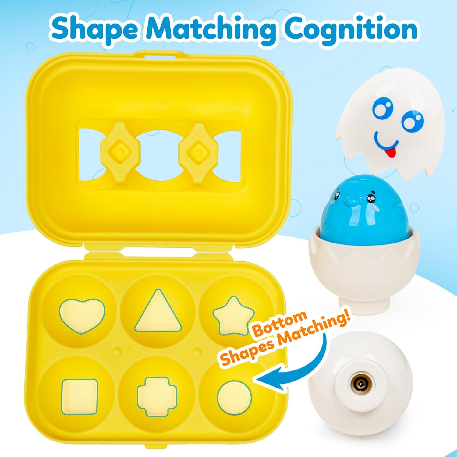 Egg Toddler Toys,Montessori Geometric Egg Shape Sorter Toys Preschool Learning Educational Color Sorting & Eggs Puzzles Matching Games Fine Motor Toy for Boys Girls Ages 1-3
