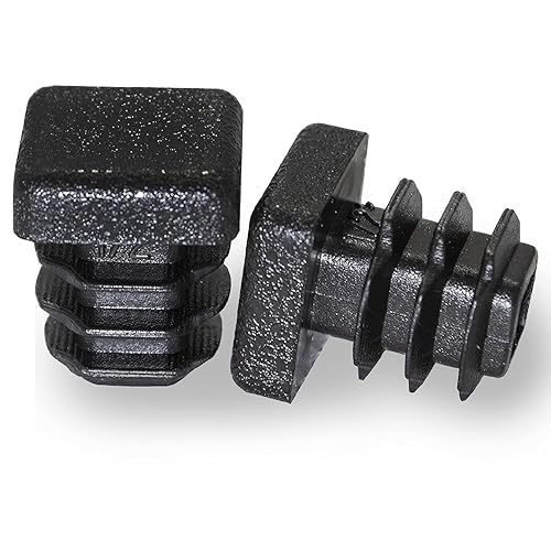 Prescott Plastics Tapones de agujero de plástico acanalado de perímetro exterior de 1/2 pulgada (0.500 in), tapas cuadradas de tubo de metal negro,