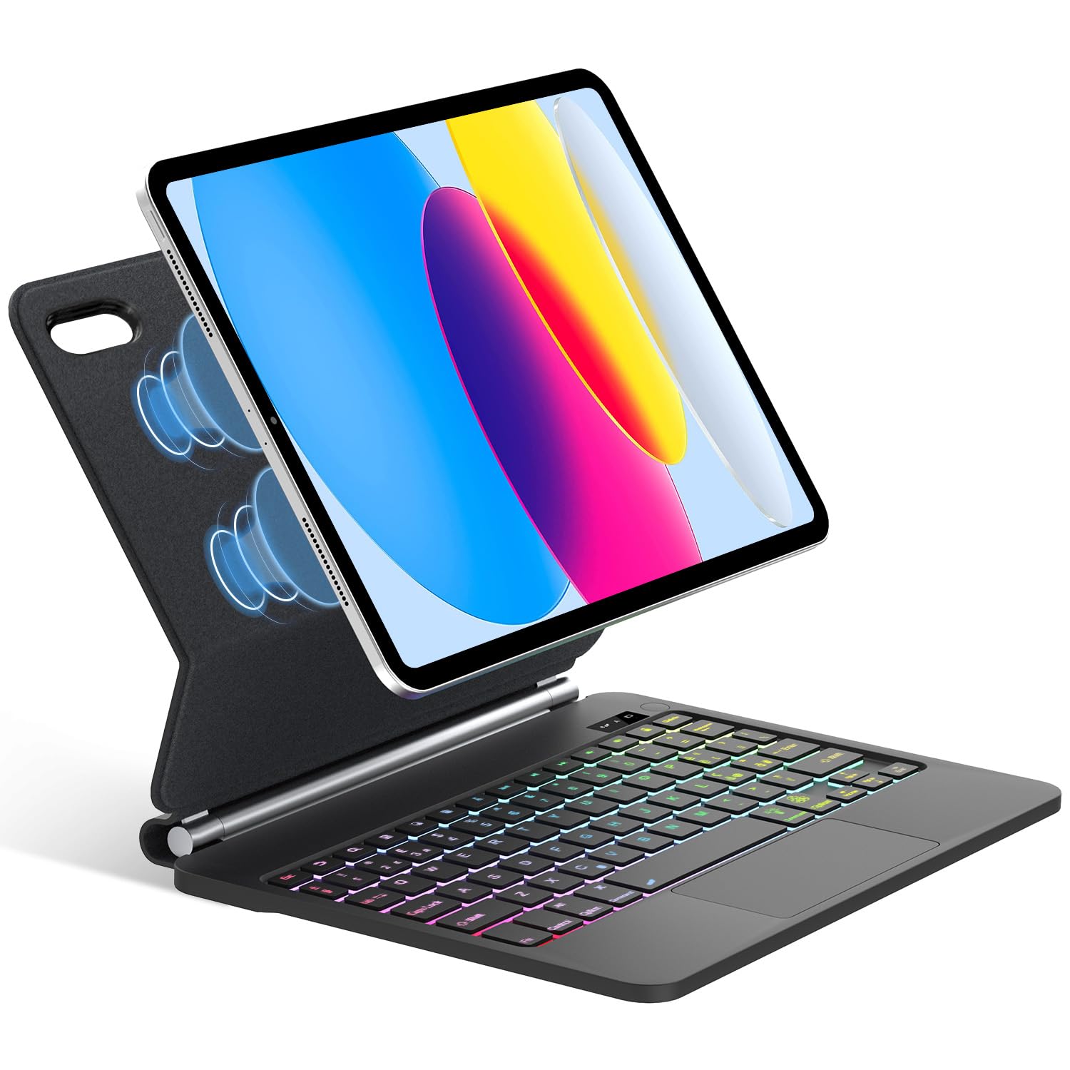 NeoMagic Keyboard para iPad 11 Generación A16 2025/10 Gen 2022 | Retroiluminado Teclado con Soporte Magnético Flotante y Trackpad para Tablet iPad 11/10 Gen 11/10.9 Pulgada, Negro