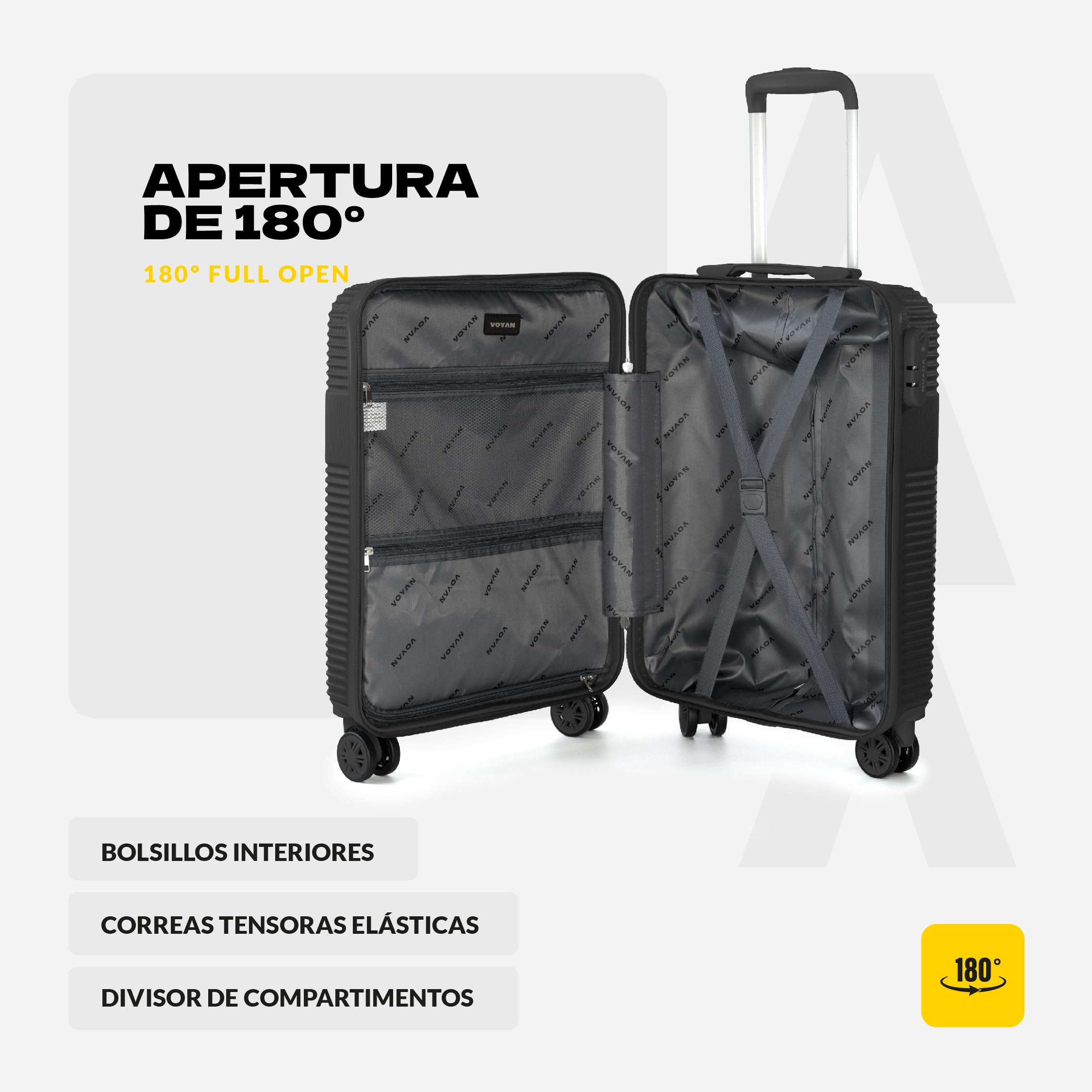 VOYAN Maleta Cabina 55x40x20 Bio, Trolley Rígido ABS Lightweight con Ruedas Dobles 360°, Carcasa Dura Ligera y Cerradura de Seguridad, Equipaje de Mano para Viajes en Avión, Rosa