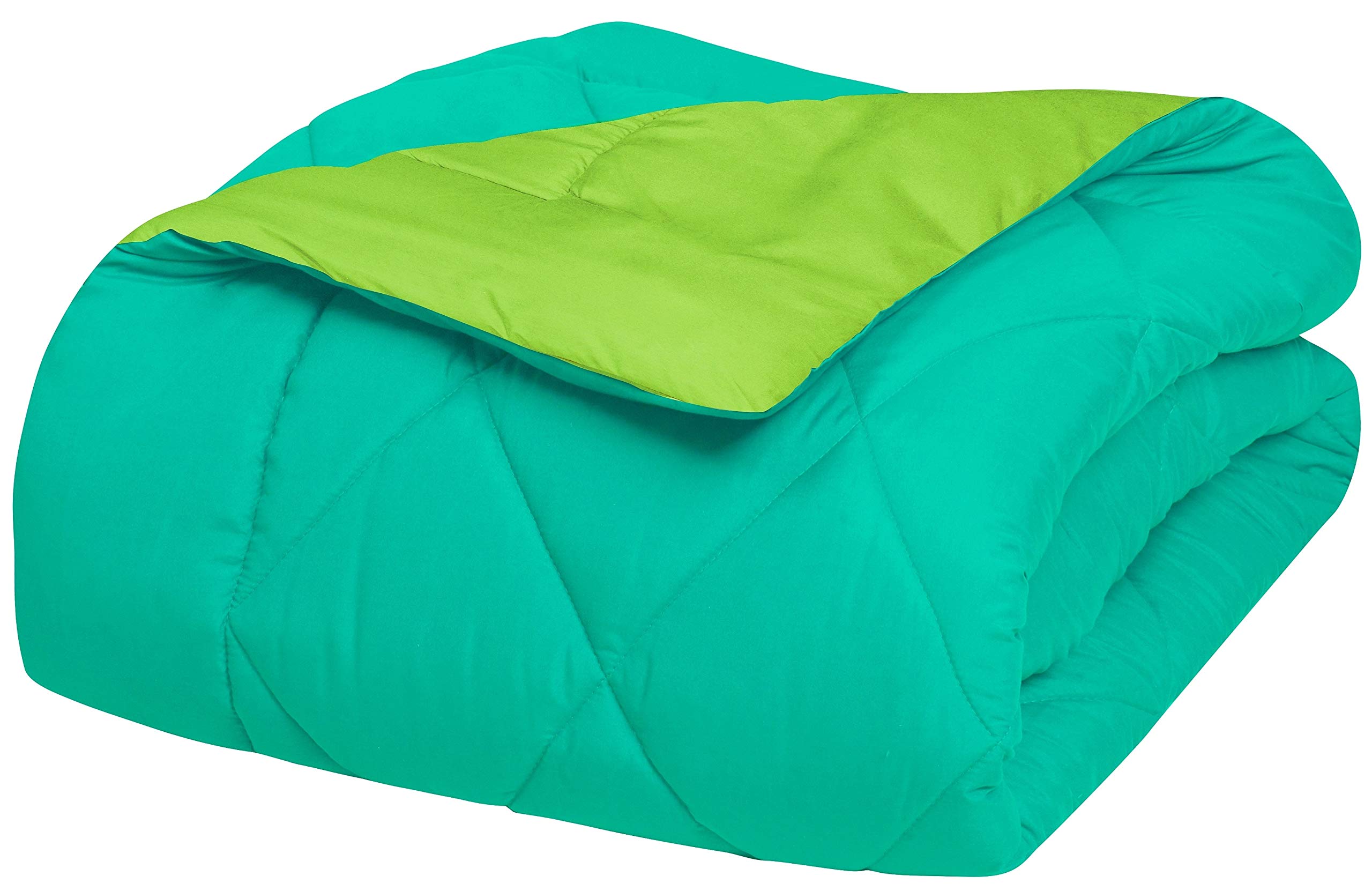 Elegant Comfort Soft Hypoallergenic Bedding-Medium Warmth for All Seasons, Microfiber, Aqua/Lime, Full/Queen