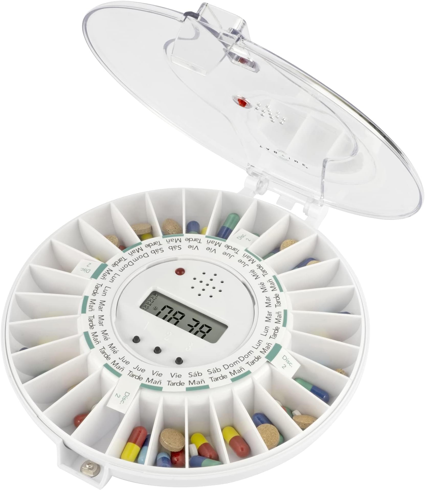 Automatic Pill Dispenser, 6 Alarms per Day. Clear Lockable lid. UK Customer Service.The Essential Medication aid for The Elderly and Alzheimer's and Dementia Patients