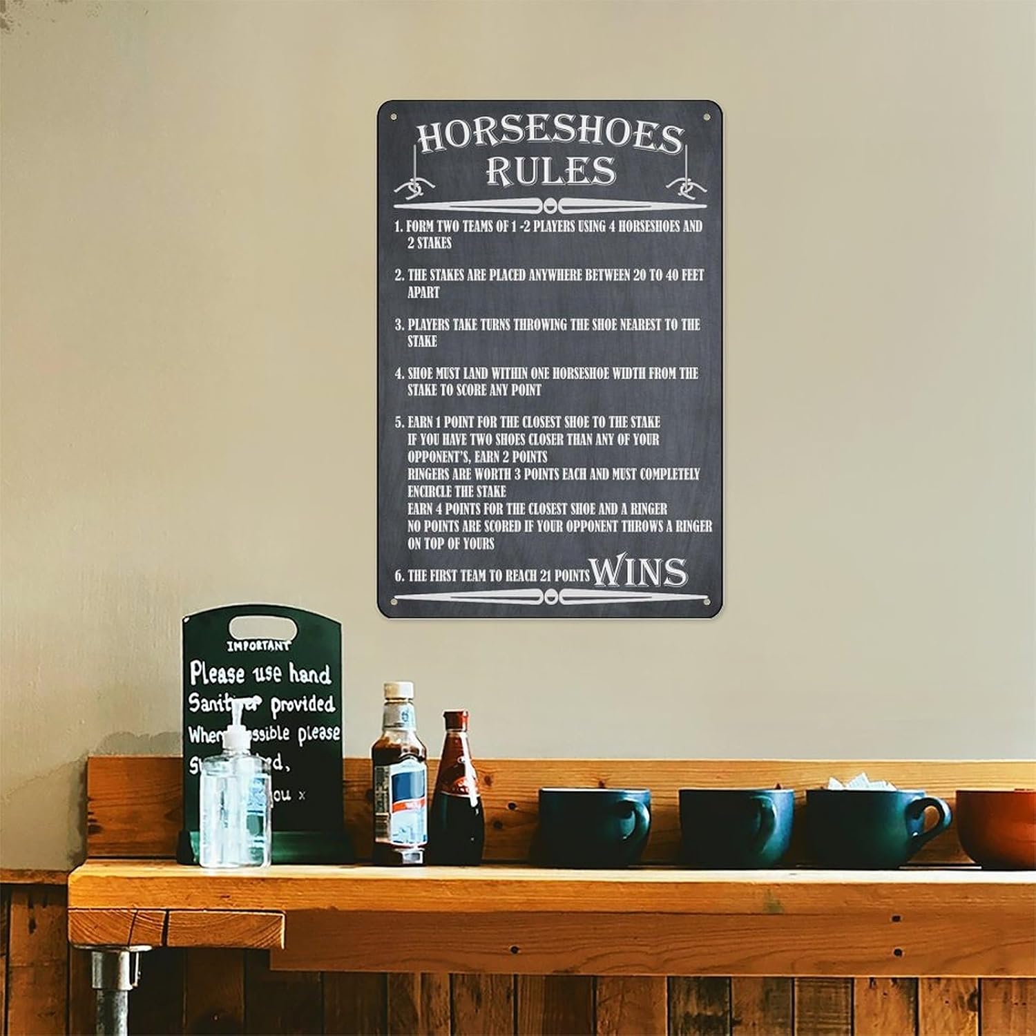 Horseshoes Yard Game Sign Aluminum Sign, Outdoor Backyard Wedding Lawn Game Metal Tin Sign for Patio Decor 8x12 Inches image 5