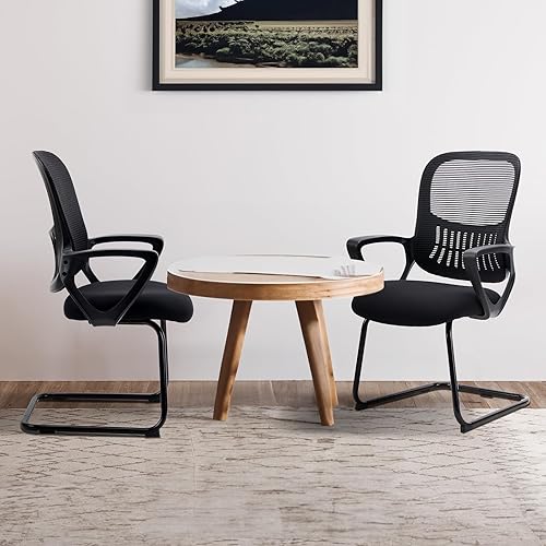 Miniatura 2 de Silla de escritorio sin ruedas, silla de computadora de respaldo medio, silla de oficina ergonómica de malla con asiento más grande, silla ejecutiva