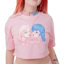 Lewd Fashion Yuri Pink Crop Top, Kawaii Anime Weeb Girl Cosplay Shirt