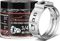 Vista 10 de Hydencam - Paquete de 60 abrazaderas de cincha PEX de 1/2 pulgada, anillos de crimpado de acero inoxidable 304 de alta calidad, anillos de sujeción