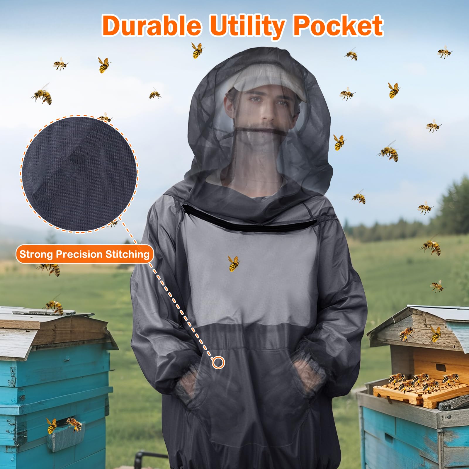 Combinaison anti-moustiques – Veste intégrale contre les insectes – Pantalon, gants et chaussettes – Protection extérieure contre les insectes pour le jardinage, la pêche, la randonnée