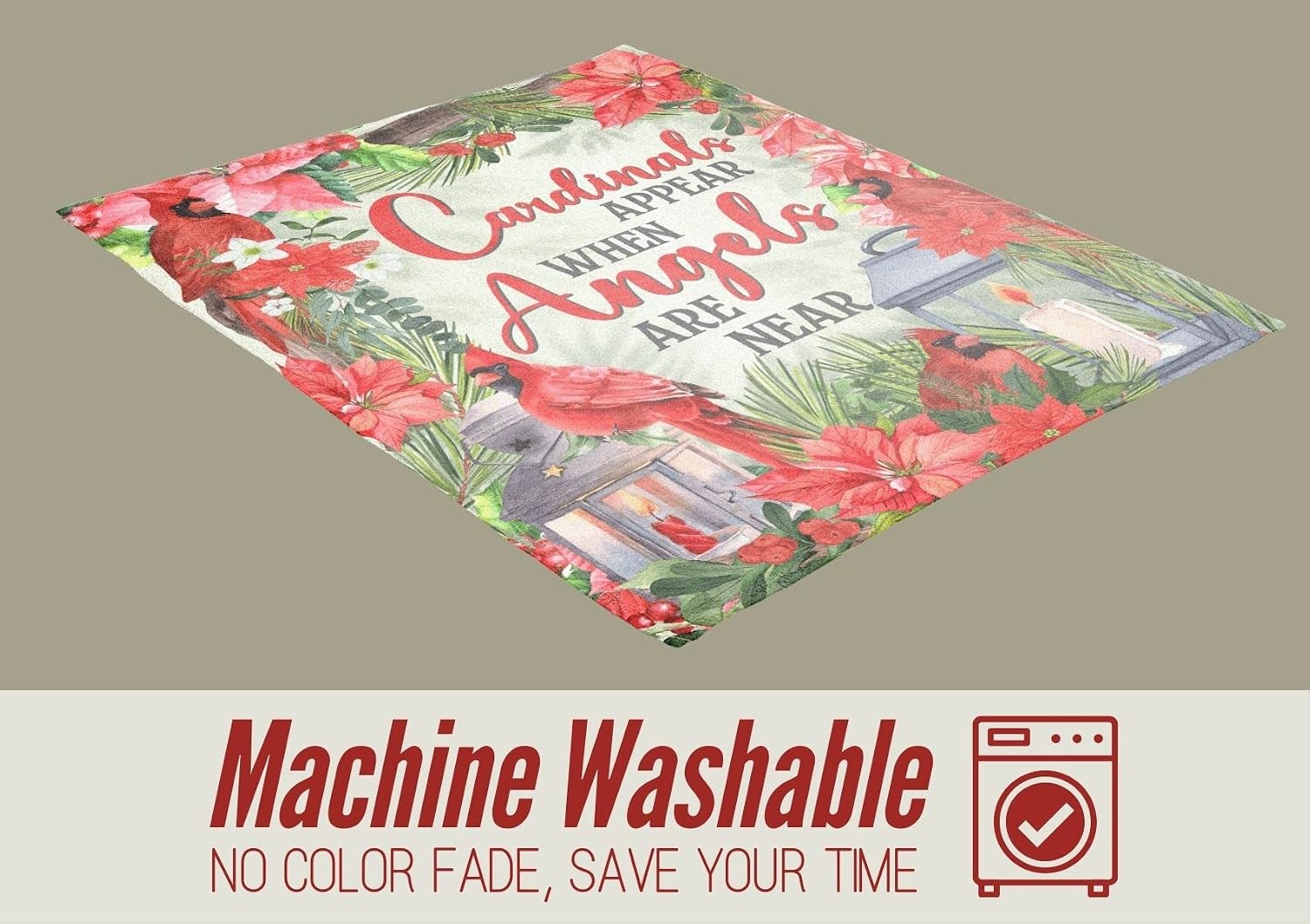 InnoBeta Cardinal Gift Throw (50"X 65") Memorial Gifts Flannel Blanket for Couch Bed Sofa Travelling Camping- Angles are Near