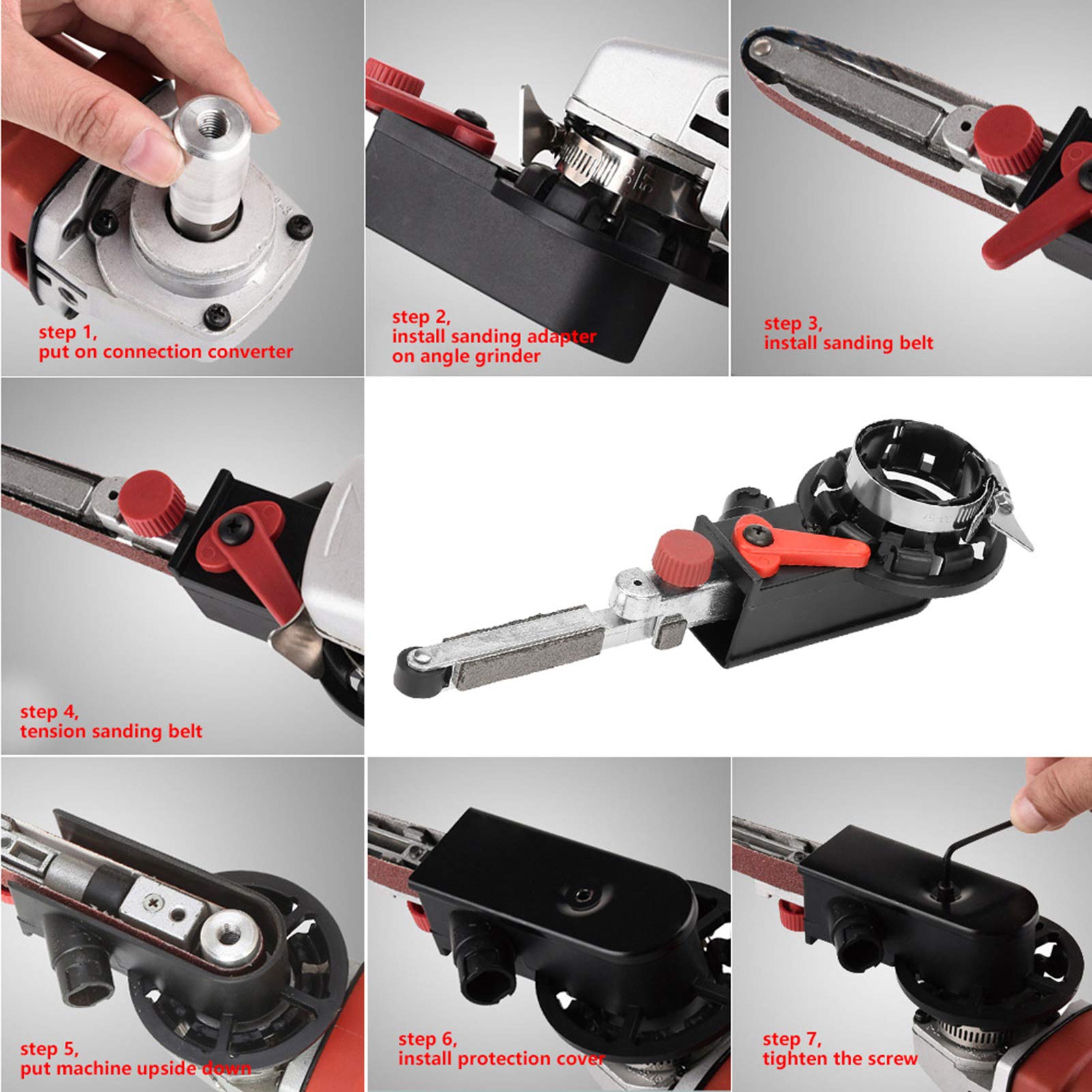 Mini Adattatore Smerigliatrice a Nastro, Adattatore Elettrica Angolare Levigatrice Set per Lucidatura di Vetro Legno Metallo Plastica M14