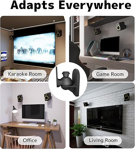 Miniatura 7 de PUTORSEN Soporte de pared para altavoz, negro, paquete de 2, giratorio e inclinado, soporta hasta 7.7 libras