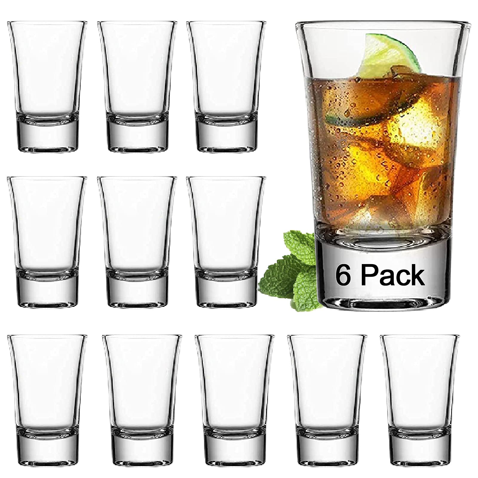 Farielyn-X Clear Heavy Base Shot Glasses for Whiskey, Tequila, Vodka Crystal for Party Bar, Vodka & Tequila Set of (Round Shot ../, 6)