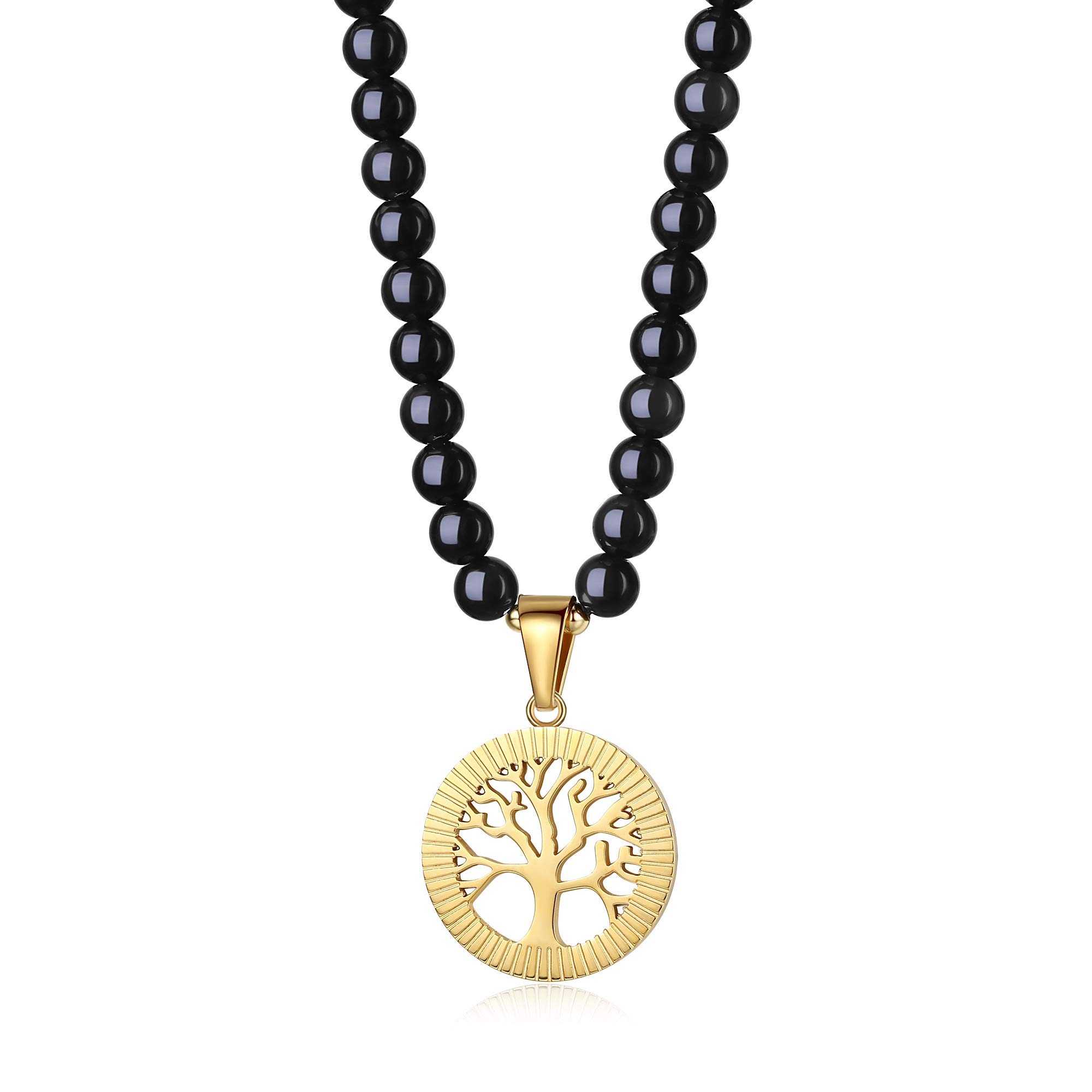 COAI Tree of Life Necklace 108 Mala Beads, Women's Men's Beaded Necklace, Japa Mala for Yoga Meditation 6mm