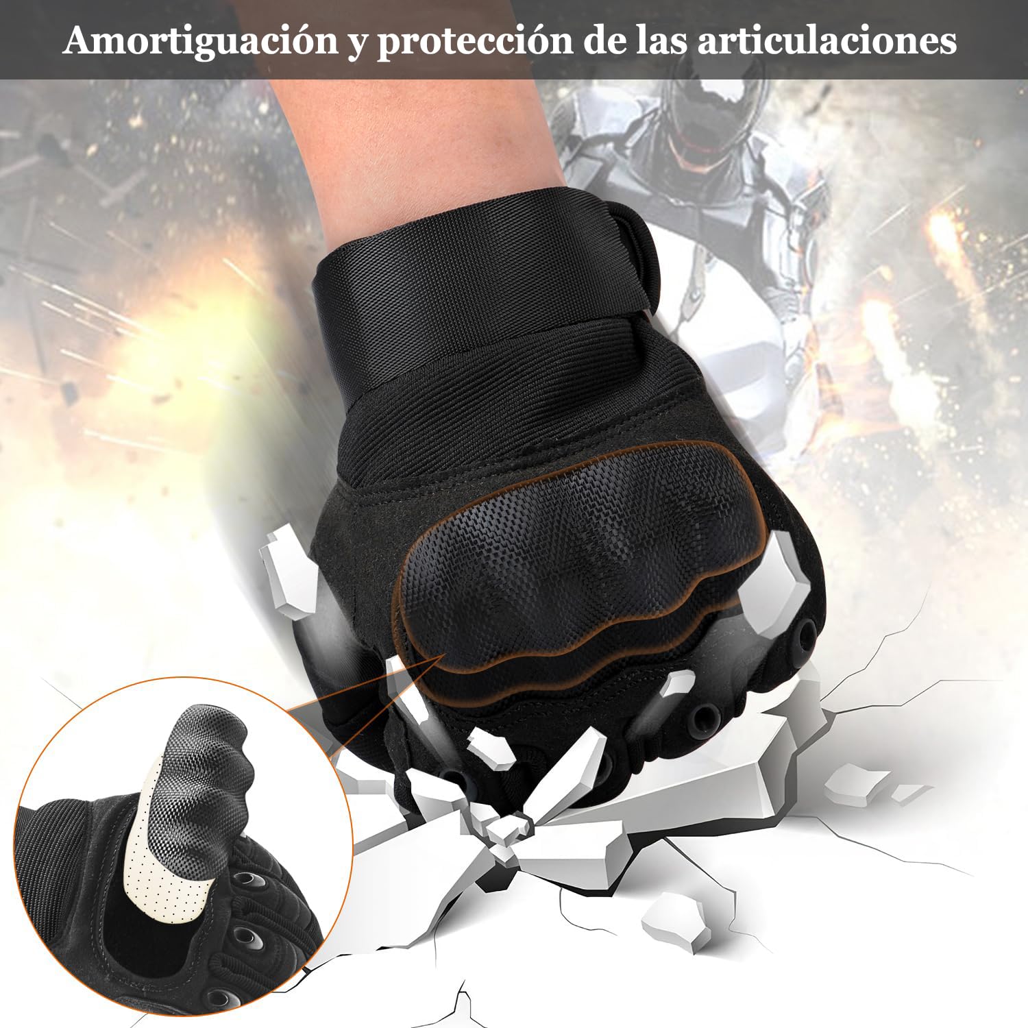 Guantes de Moto para Hombre, Guante de Verano para Pantalla Táctil con Nudillos Duros, Guantes Protectores para Airsoft Motocross Scooter Ciclomotores ATV Paitball Bicicleta de Montaña