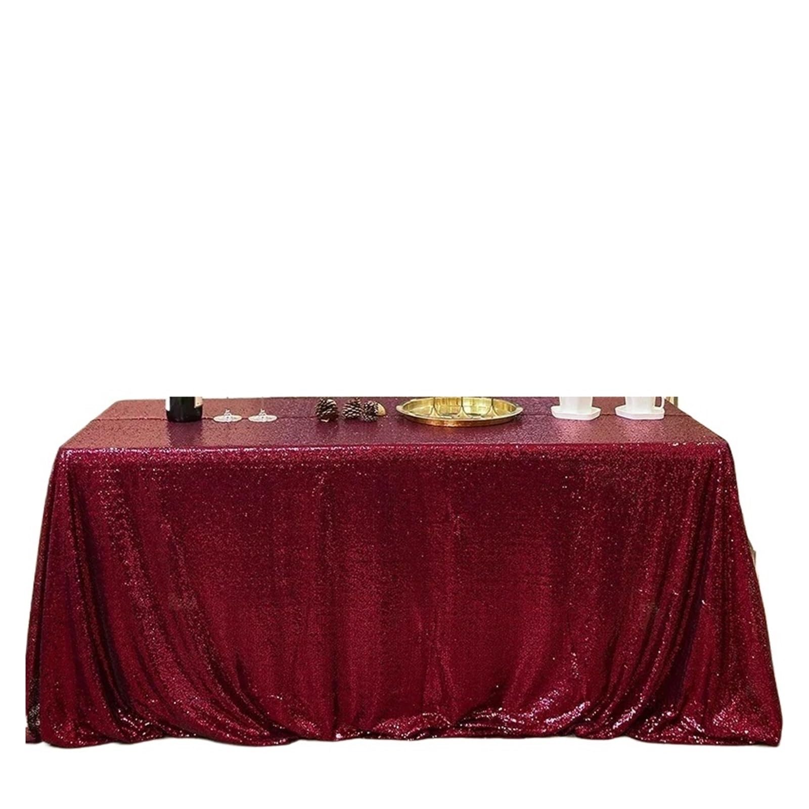 L6NqIAG Sequin Tablecloth Sequin Tablecloth Sparkle Cloth Rectangle Table Cover for Wedding Party Cake Banquet Decorations(Dark red,140X180cm 1pc)