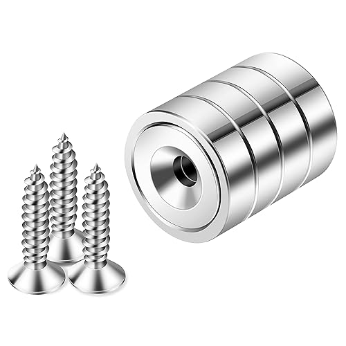 Vista 70 de Neosmuk Imanes con tornillos, imán de disco de neodimio fuerte de 130 libras con agujeros en el centro, imán de taza con orificio de montaje