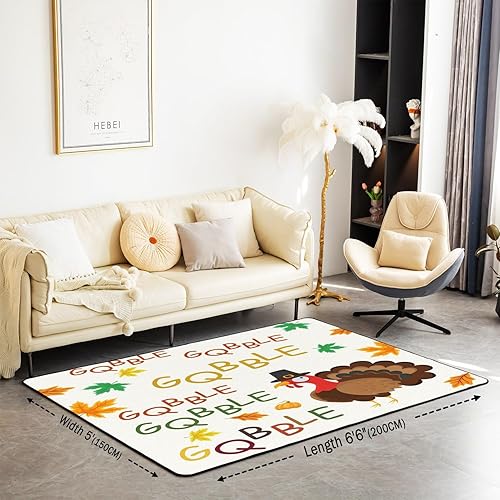 Miniatura 3 de Thanksgiving Decor Indoor Floor Mat Area Rug 3x5 s Thanksgiving Day Harvest Decor Living Room Rugs Maple Leaf Turkey Decorative Rug for Kids Adults