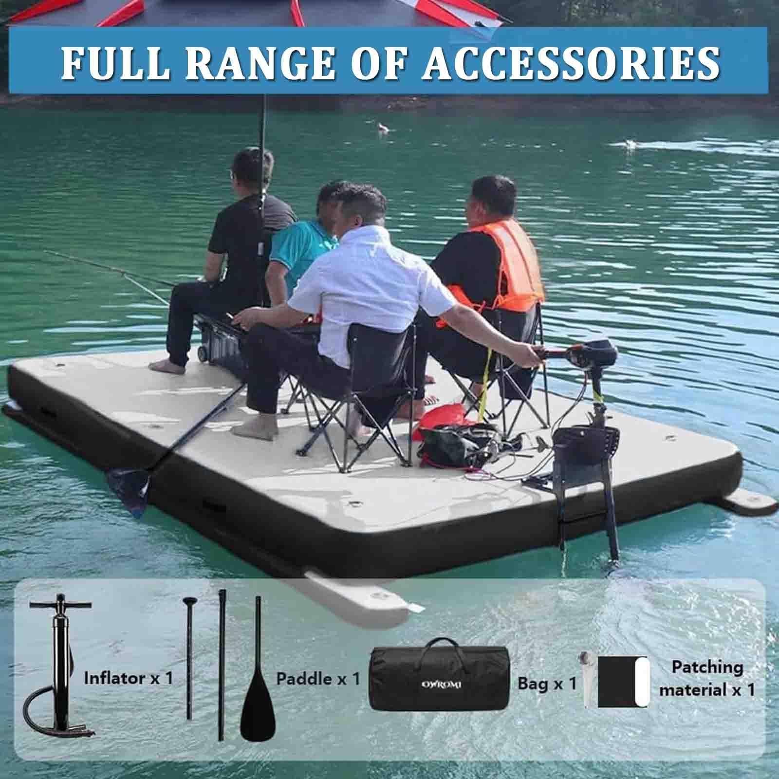 Barca da Pesca Gonfiabile Portatile 2M/2,5M,Piattaforma con Pompa e Remi Nomotor-2M | Isola Gonfiabile PVC 8 PSI Antiscivolo,Portata 400 kg,Supporto Motore,Anelli D,Lago,Piscina,Mare
