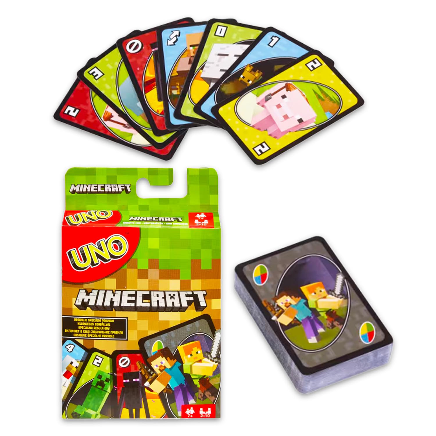 UNO Zestaw kart do gier wideo – zestaw z Minecraft, Super Mario, Teenage Mutant Ninja Turtles, karty UNO dla dzieci plus naklejki, więcej | Minecraft, Mario, TMNT zajęcia dla dzieci, rodzinna noc gier