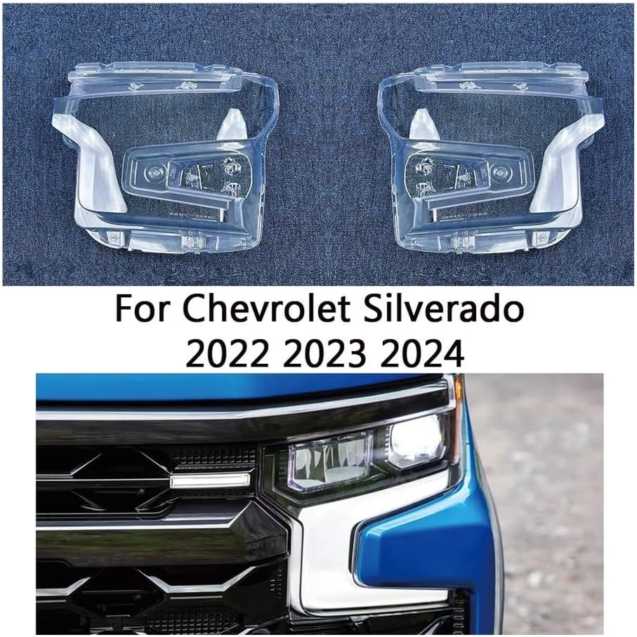 1 Pair Headlight Lens Covers Compatible for Chevrolet Silverado 2022 2023 2024 Headlamp Shell Car Accessories Lampcover Lampshade Extra Clear(Left)