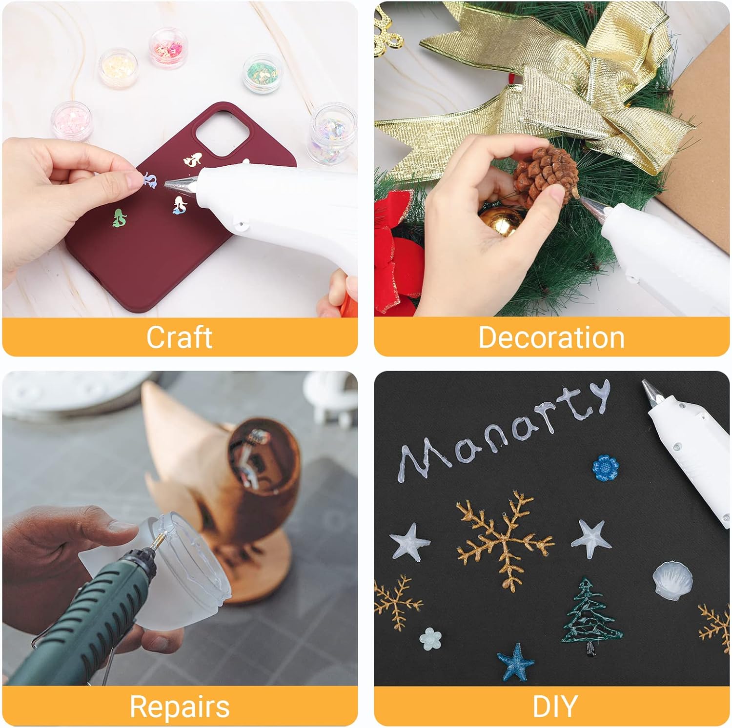 Manarty White Glue Sticks, 48PCS 0.43"Dia x 8" Long Full Size Hot Glue Melt Wax Sticks, Glue Sticks for Metal Wood Glass DIY Art Craft School Projects Repairing Party Festival Home Decoration