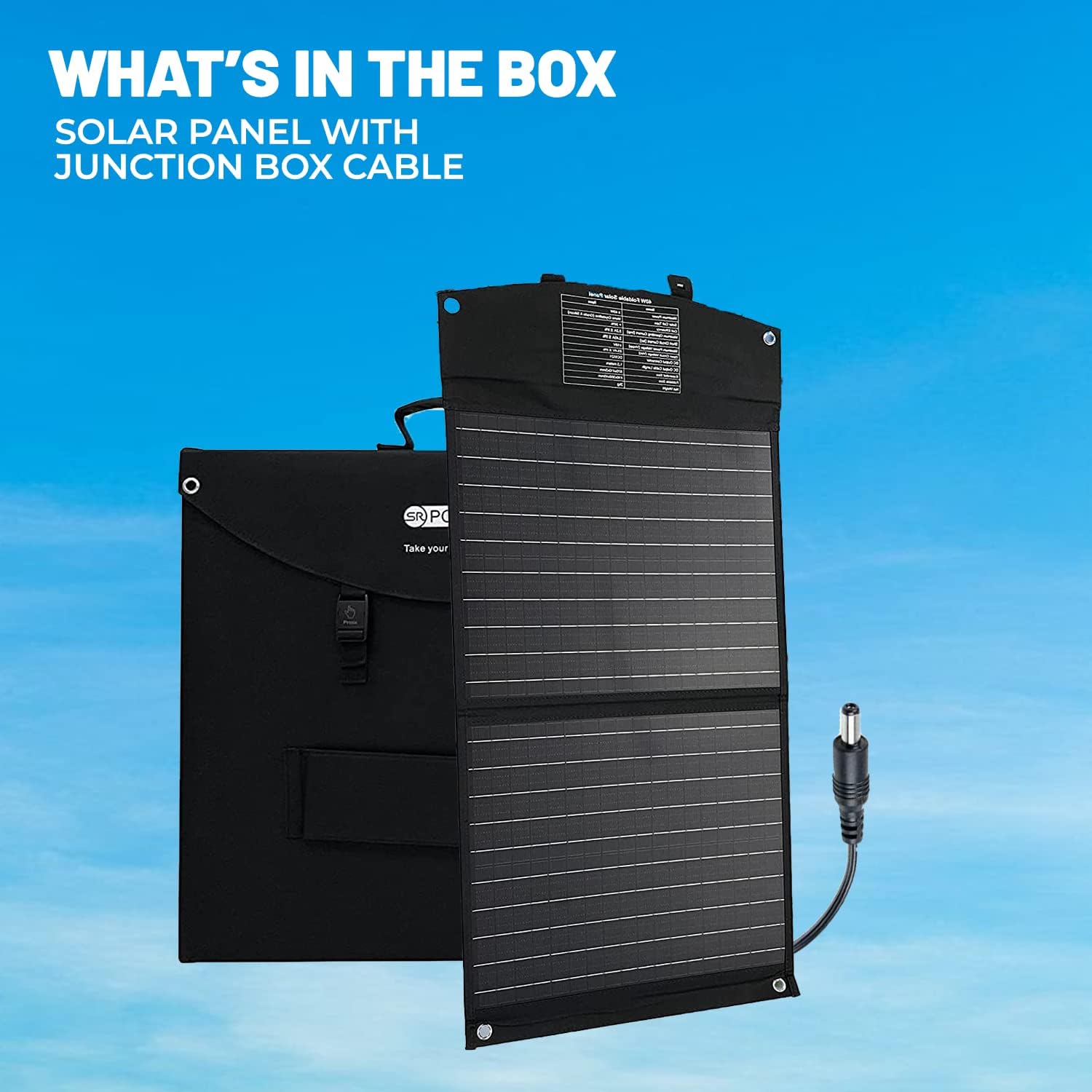 SR Portables Solar Panel with Adjustable Kickstand, MC4 Connector, Compatible with SR Portables Solar Generator Minotaur, for Camping, Hiking, Blackouts, and More (40, Watts)