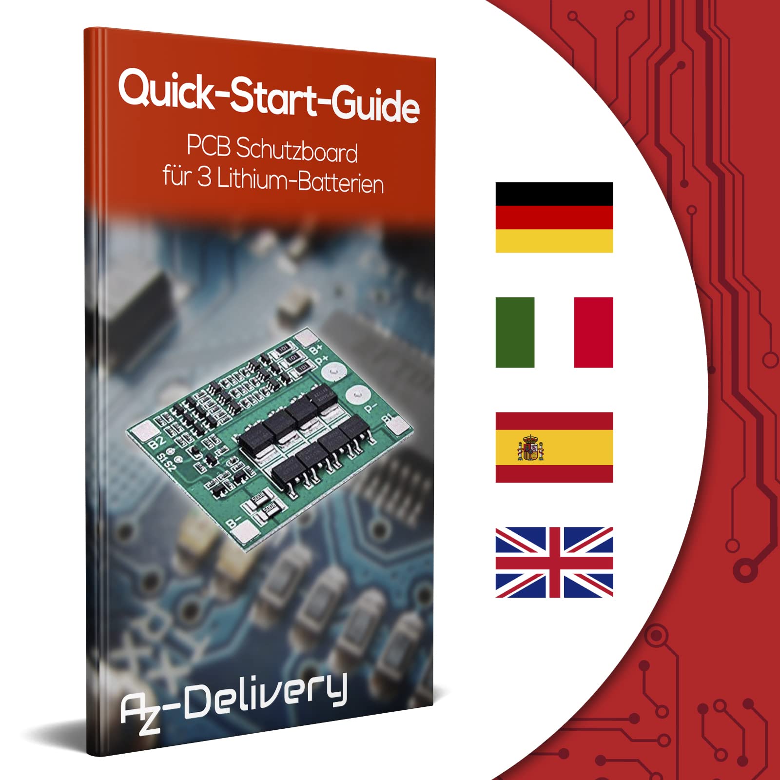 AZDelivery 5 x Płytka zabezpieczająca PCB na 3 baterie litowe Moduł BMS