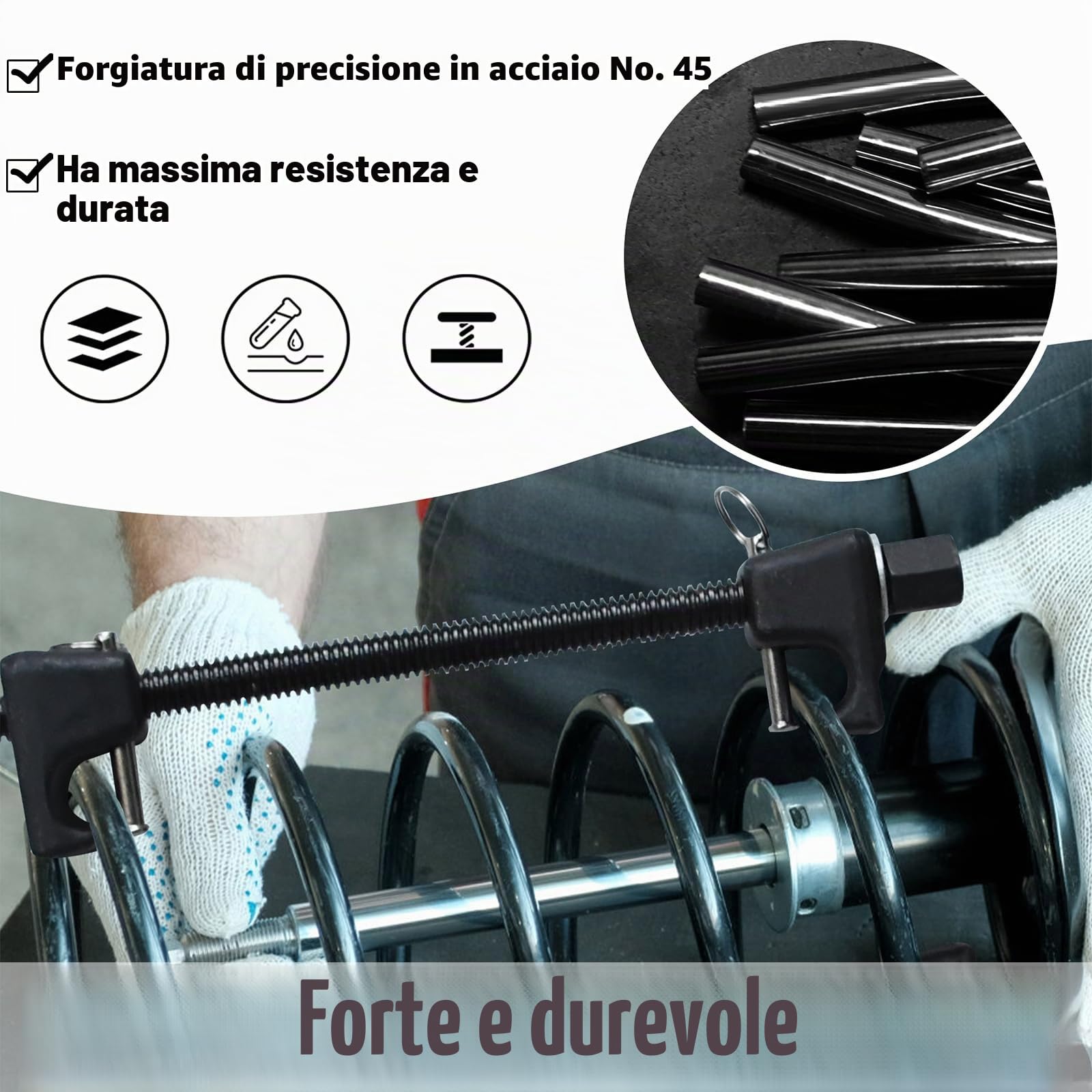 UISEBRT 2 Pezzi Professionale Compressore Molla Ammortizzatori - Universale Smonta Molle Ammortizzatori - Compressori Molle per Auto KFZ Strumenti di Estrattore - 300mm