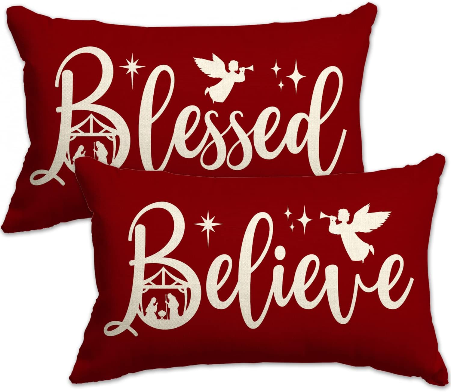 JXZYGMD Christmas Pillow Covers 12x20 Set of 2 Believe