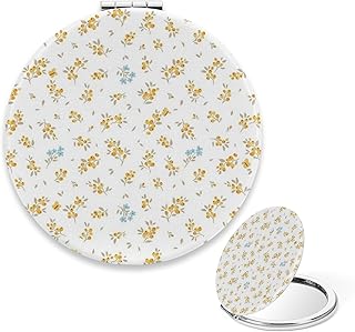 Compact Mirror, Yellow Berry Floral Magnified...